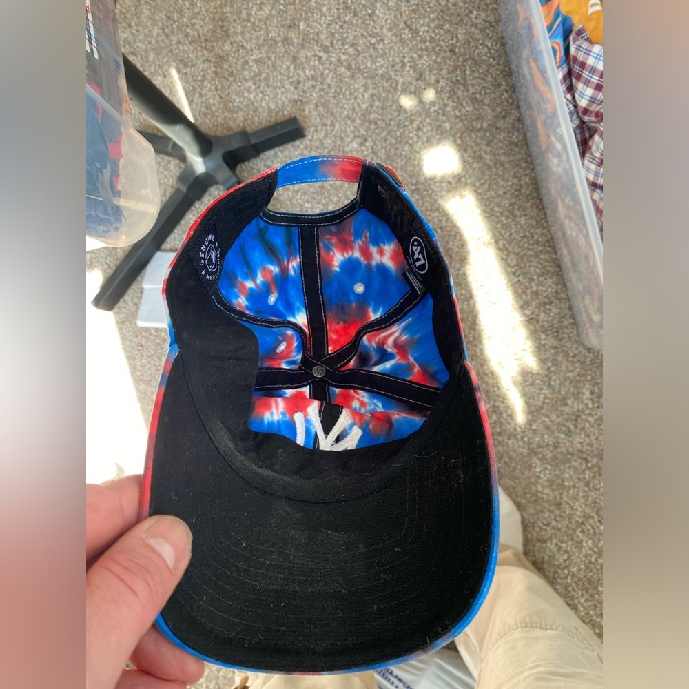 '47 Brand NEW YORK YANKEES MLB Strapback Baseball Hat Cap Clean Up Blue TIE DYE - Picture 4 of 7
